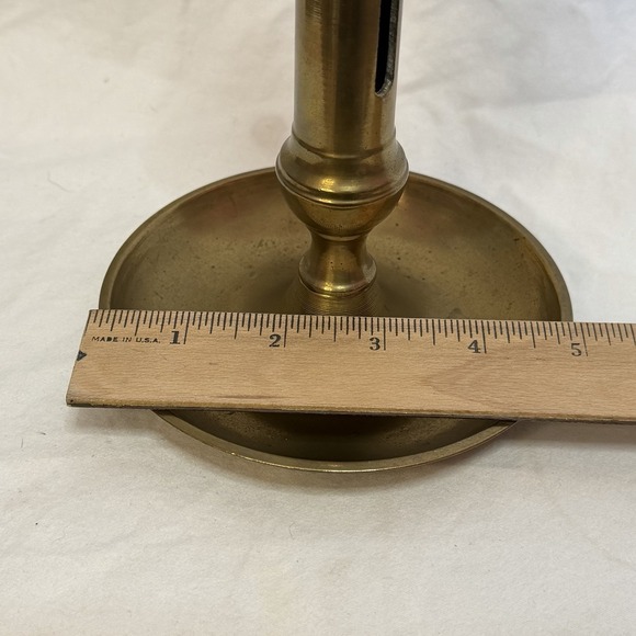 Vintage Brass Candle Stick Holder Adjustable Slide Push Up Metal Mechanical 7.5" - Picture 4 of 5